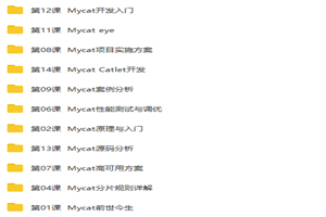 Mycat权威指南从入门到精通视频教程 Mycat权威指南从入门到精通视频教程
