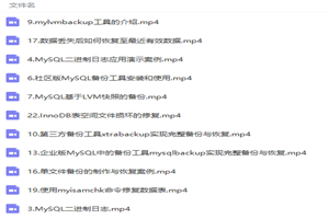 MySQL数据备份与还原核心技术实战视频教程 MySQL数据备份与还原核心技术实战视频教程
