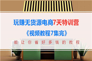 玩赚淘宝京东拼多多无货源电商7天训练营 玩赚淘宝京东拼多多无货源电商7天训练营