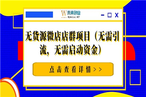 无货源微店店群项目(无需引流,无需启动资金) 无货源微店店群项目(无需引流,无需启动资金)