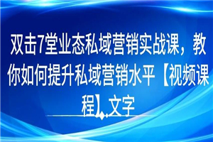 7堂业态私域营销实战课,教你如何提升私域营销水平【视频课程】 7堂业态私域营销实战课,教你如何提升私域营销水平【视频课程】