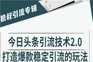 狼叔今日头条引流技术2.0 狼叔今日头条引流技术2.0