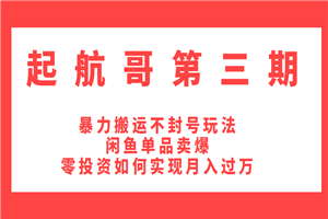 起航哥暴力搬运不封号最新教程 如何让闲鱼单品卖爆和零投资实现月入过万 起航哥暴力搬运不封号最新教程 如何让闲鱼单品卖爆和零投资实现月入过万