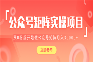 公众号矩阵实操项目最新教程_教你如何从0粉丝开始做赚钱的公众号矩阵,月入3W+ 公众号矩阵实操项目最新教程_教你如何从0粉丝开始做赚钱的公众号矩阵,月入3W+