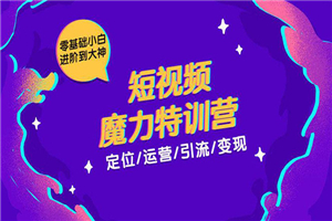 零基础小白进阶到大神《短视频魔力特训营》定位-运营-引流-变现 零基础小白进阶到大神《短视频魔力特训营》定位-运营-引流-变现