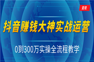 抖音赚钱大神实战运营教程,0到300万实操全流程教学,抖音独家变现模式 抖音赚钱大神实战运营教程,0到300万实操全流程教学,抖音独家变现模式